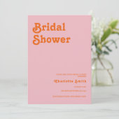 レトロ モダン ピンク オレンジ ブライダル シャワー 招待状 (スタンド正面)