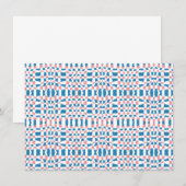 レトロ モダン ピンク ブルー チェック柄 アブストラクト 招待状 (正面/裏面)