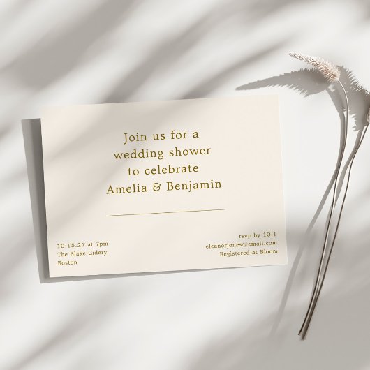 レトロ モダン ミニマル エレガント ウェディング シャワー 招待状