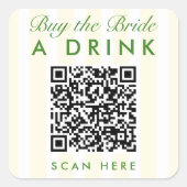 レトロ モダン ヴィンテージ イエロー ブライズ バチェロレッテ QR コード スクエアシール (正面)