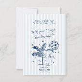 レトロ モダン ヴィンテージ グレー ブライズメイド プロポーズ カード (正面)