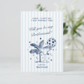 レトロ モダン ヴィンテージ グレー ブライズメイド プロポーズ カード (スタンド正面)