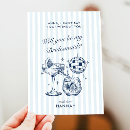 レトロ モダン ヴィンテージ グレー ブライズメイド プロポーズ カード