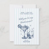 レトロ モダン ヴィンテージ グレー ブライズメイド プロポーズ カード (正面)