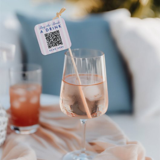 レトロ モダン ヴィンテージ ピンク ハッチェロレット QR コード スクエアシール