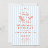 レトロ モダン ヴィンテージ ブルー ハッチャーズ ウィークエンド 招待状 (正面)