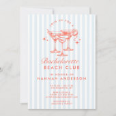 レトロ モダン ヴィンテージ ブルー ハッチャーズ ウィークエンド 招待状 (正面)