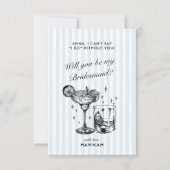 レトロ モダン ヴィンテージ ブルー ブライズメイド への 提案 カード (正面)