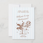 レトロ モダン ヴィンテージ ブルー ブライズメイド への 提案 カード (正面)