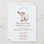 レトロ モダン ヴィンテージ ブルー ブライズメイド ウィークエンド 招待状 (正面)