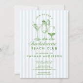 レトロ モダン ヴィンテージ ブルー ブライズメイド ウィークエンド 招待状 (正面)