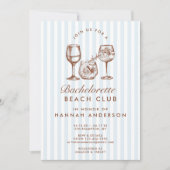 レトロ モダン ヴィンテージ ブルー ブライズメイド ウィークエンド 招待状 (正面)