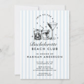 レトロ モダン ヴィンテージ ブルー ブライズメイド ウィークエンド 招待状 (正面)