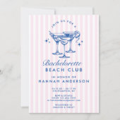 レトロ モダン ヴィンテージ ブルー ブライズメイド ウィークエンド 招待状 (正面)