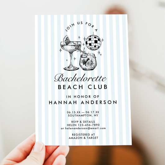 レトロ モダン ヴィンテージ ブルー ブライズメイド ウィークエンド 招待状