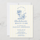 レトロ モダン ヴィンテージ ブルー ブライズメイド ウィークエンド 招待状 (正面)