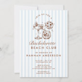 レトロ モダン ヴィンテージ ブルー ブライズメイド ウィークエンド 招待状 (正面)