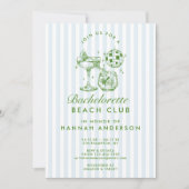 レトロ モダン ヴィンテージ ブルー ブライズメイド ウィークエンド 招待状 (正面)