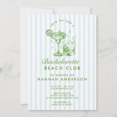 レトロ モダン ヴィンテージ ブルー ブライズメイド ウィークエンド 招待状 (正面)