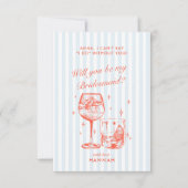 レトロ モダン ヴィンテージ ブルー ブライズメイド 提案カード 招待状 (正面)