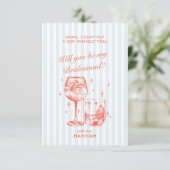 レトロ モダン ヴィンテージ ブルー ブライズメイド 提案カード 招待状 (スタンド正面)