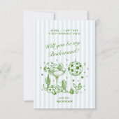 レトロ モダン ヴィンテージ ブルー ブライズメイド 提案カード 招待状 (正面)