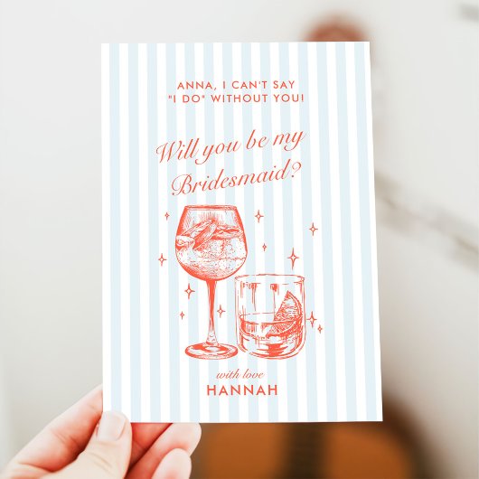 レトロ モダン ヴィンテージ ブルー ブライズメイド 提案カード 招待状