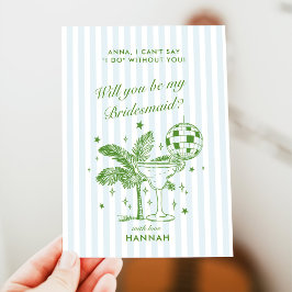 レトロ モダン ヴィンテージ ブルー ブライズメイド 提案カード 招待状