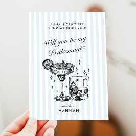 レトロ モダン ヴィンテージ ブルー ブライズメイド 提案カード 招待状