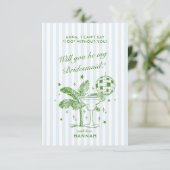 レトロ モダン ヴィンテージ ブルー ブライズメイド 提案 カード (スタンド正面)