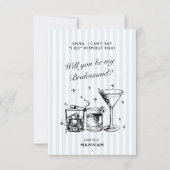 レトロ モダン ヴィンテージ ブルー ブライズメイド 提案 カード (正面)