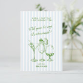 レトロ モダン ヴィンテージ ブルー ブライズメイド 提案 カード (スタンド正面)