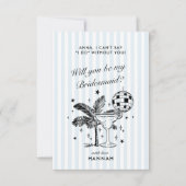 レトロ モダン ヴィンテージ ブルー ブライズメイド 提案 カード (正面)