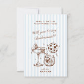 レトロ モダン ヴィンテージ ブルー ブライズメイド 提案 カード (正面)