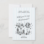 レトロ モダン ヴィンテージ ブルー ブライズメイド 提案 カード (正面)