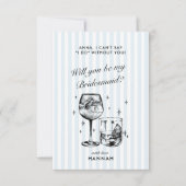 レトロ モダン ヴィンテージ ブルー ブライズメイド 提案 カード (正面)