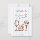 レトロ モダン ヴィンテージ ブルー ブライズメイド 提案 カード (正面)