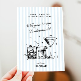 レトロ モダン ヴィンテージ ブルー ブライズメイド 提案 カード