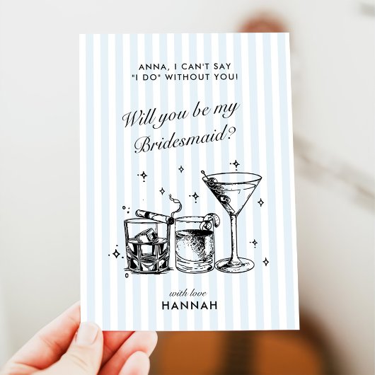 レトロ モダン ヴィンテージ ブルー ブライズメイド 提案 カード