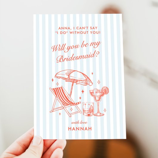 レトロ モダン ヴィンテージ ブルー ブライズメイド 提案 カード