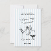 レトロ モダン ヴィンテージ ブルー ブライズメイド 提案 カード (正面)