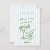 レトロ モダン ヴィンテージ ブルー ブライズメイド 提案 カード (正面)