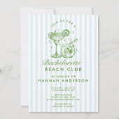 レトロ モダン ヴィンテージ ブルー 花嫁の最後の週末 招待状 (正面)