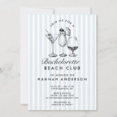 レトロ モダン ヴィンテージ ブルー 花嫁 週末 招待状 (正面)