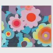 レトロ モッズ フラワー ラッピングペーパー (フラット)