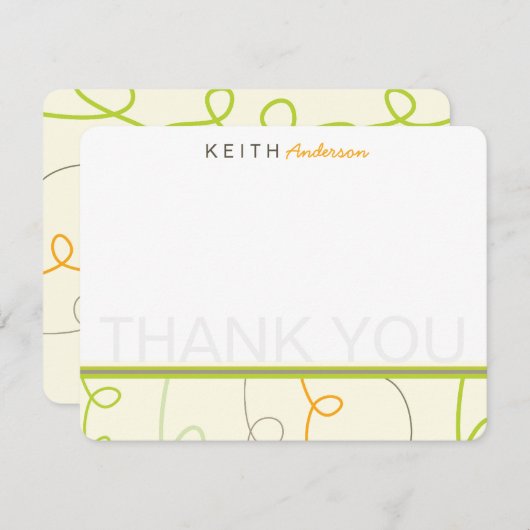 レトロ モッド ファン 落書き 子ども 子供 誕生日 サンキューカード (正面/裏面)