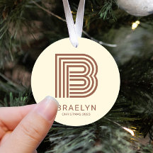 レトロ モノグラムと名前 ブラウンとタープ