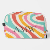 レトロ モノグラム カラフル ウェーブ ストライプ ジッパー ポーチ (正面)