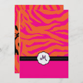 レトロ/モノグラム/ゼブラストライプ結婚式招待状 招待状 (正面/裏面)