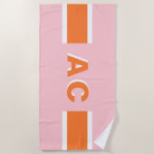 レトロ モノグラム ミニマリスト ブライズメイド ビーチタオル (正面)